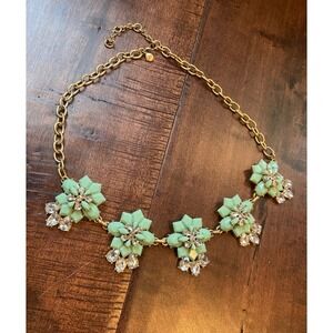 J.Crew Statement Necklace aqua mint green crystal‎ diamonds